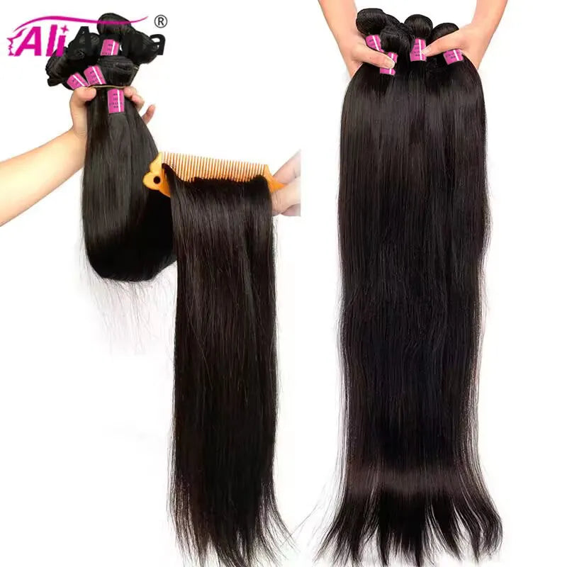 10A 36 38 40 Inch Human Hair Bundles Brazilian Weave - Straight