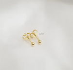 14K Gold Filled Tiny Ball Studs -Waterproof Dainty Earrings - Vintage