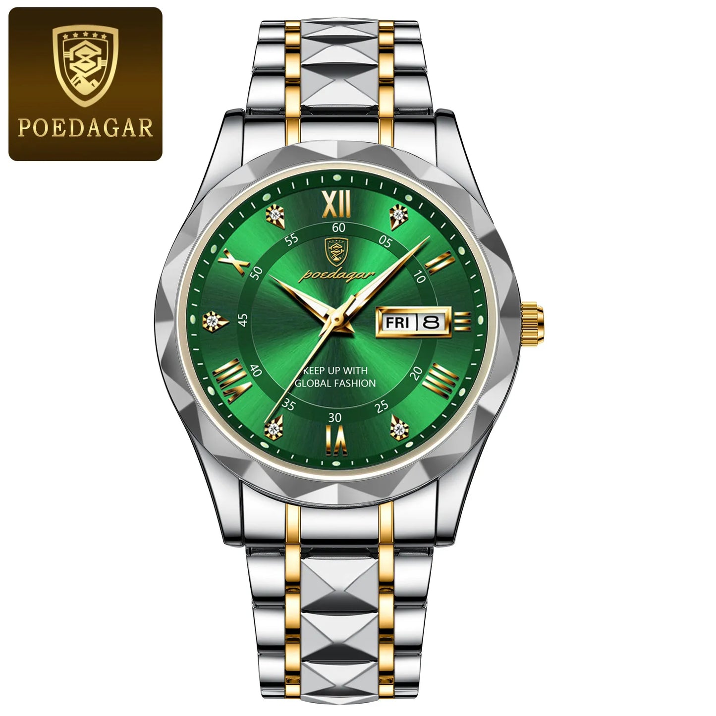POEDAGAR Top Brand Luxury Stainless Steel Quartz Men's Waterproof Wristwatch