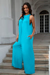 Double Take Full Size Tie Back Cutout Sleeveless Jumpsuit