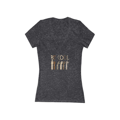 'Be Cool' Jersey Short Sleeve Deep V-Neck Tee