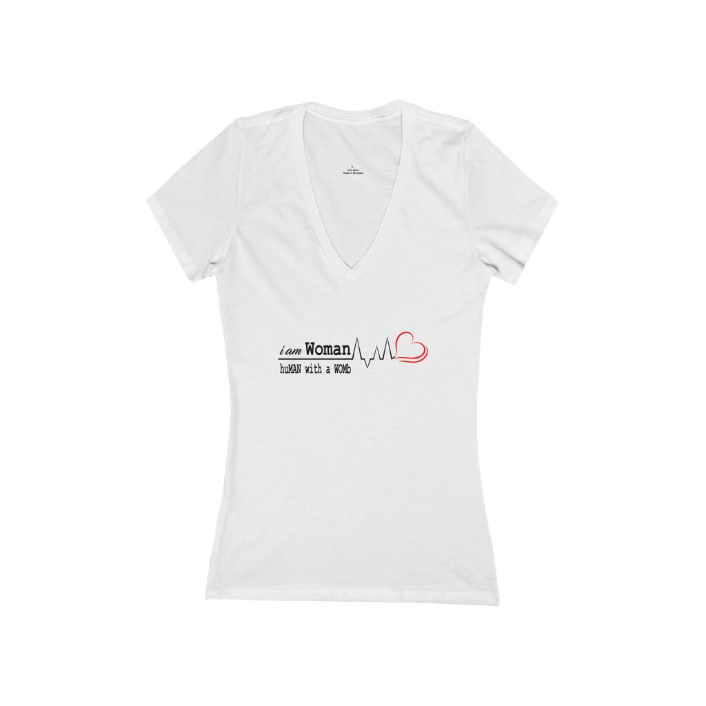 'I am Women' Jersey Short Sleeve Deep V-Neck Tee