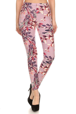 Floral Printed High Waisted Knit Leggings