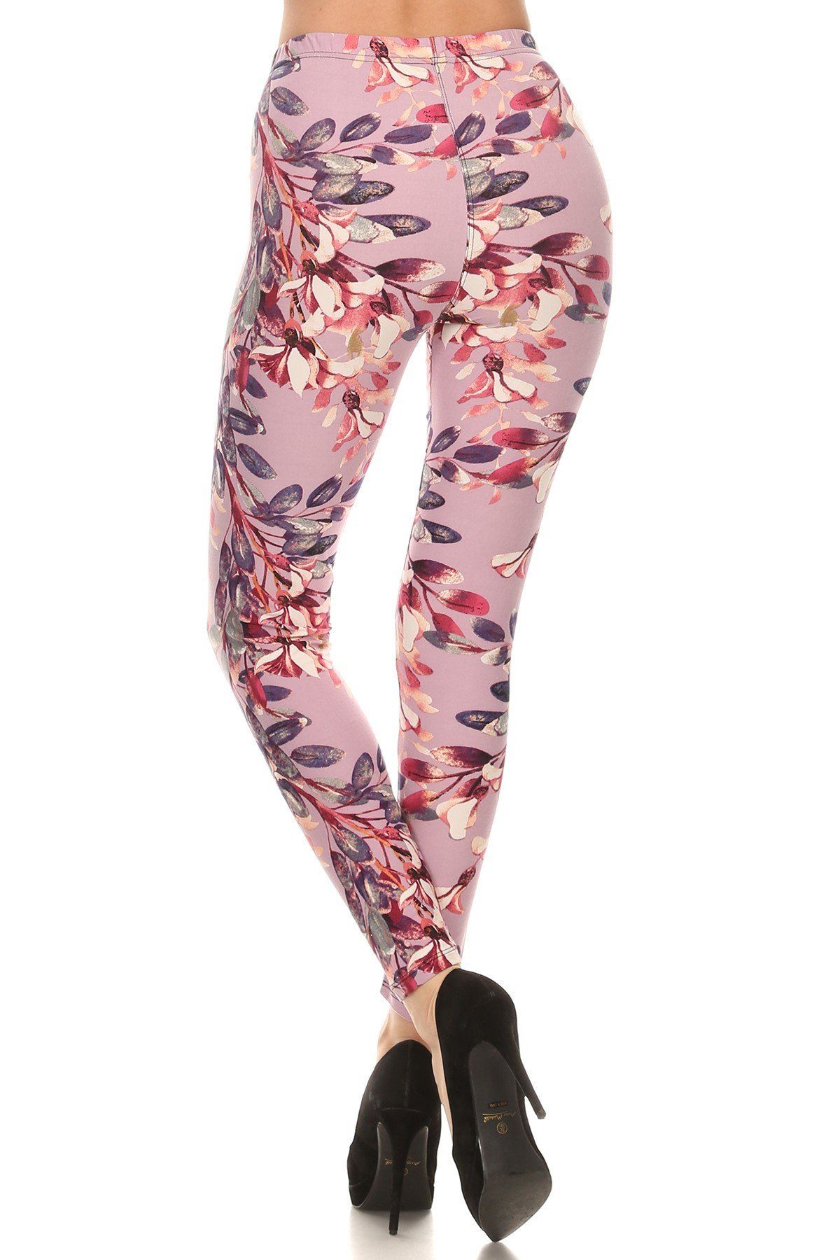 Floral Printed High Waisted Knit Leggings