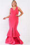 Sleeveless V-neck Front Slip Layered Flare Dress