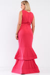 Sleeveless V-neck Front Slip Layered Flare Dress