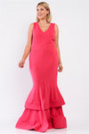Sleeveless V-neck Front Slip Layered Flare Dress