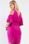 Off-The-Shoulder V-Neck Fitted Dress