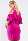 Off-The-Shoulder V-Neck Fitted Dress