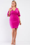Off-The-Shoulder V-Neck Fitted Dress