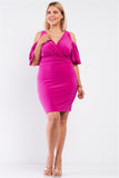 Off-The-Shoulder V-Neck Fitted Dress