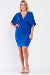 Royal Blue Short Sleeve V-Neck Dress