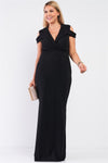 Black Sleeveless Plunging V-Neck Maxi Dress