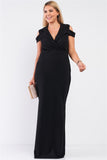 Black Sleeveless Plunging V-Neck Maxi Dress