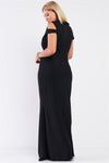 Black Sleeveless Plunging V-Neck Maxi Dress
