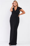 Black Sleeveless Plunging V-Neck Maxi Dress