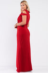 Red Sleeveless Plunging V-Neck Maxi Dress