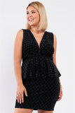 Black Quilted Glitter Print Sleeveless Fitted Dress