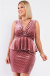 Mauve Quilted Glitter Print Sleeveless Fitted Dress
