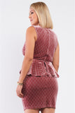 Mauve Quilted Glitter Print Sleeveless Fitted Dress