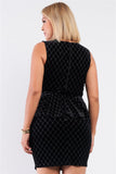 Black Quilted Glitter Print Sleeveless Fitted Dress