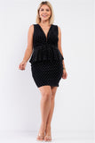 Black Quilted Glitter Print Sleeveless Fitted Dress