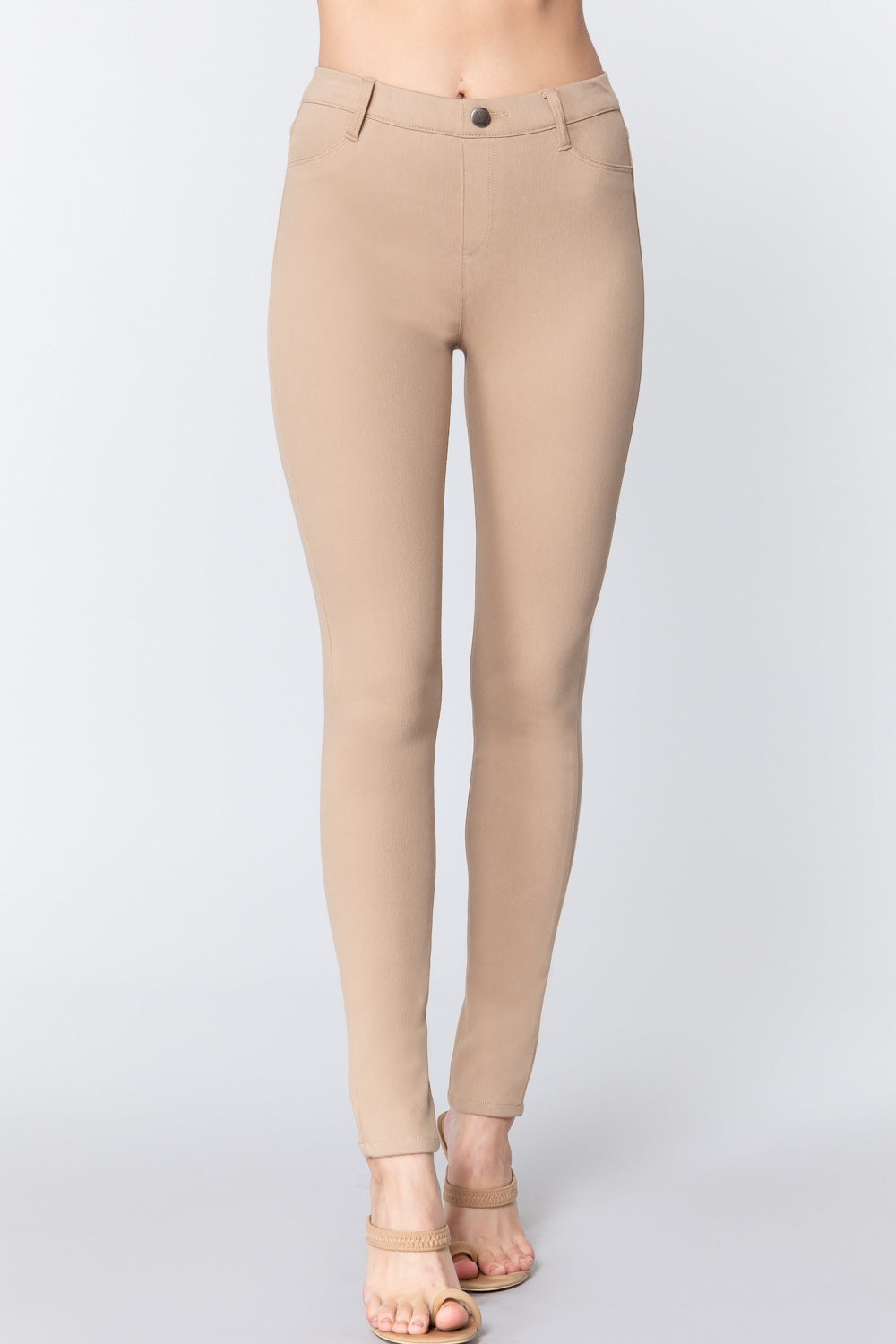 Tan Knit Twill Jeggings