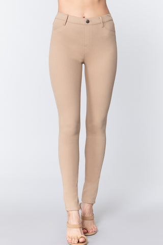 Tan Knit Twill Jeggings