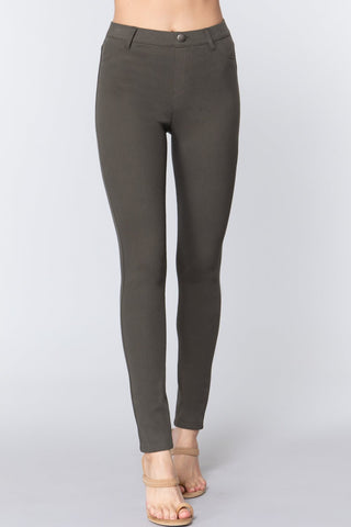 Olive Twill Jeggings