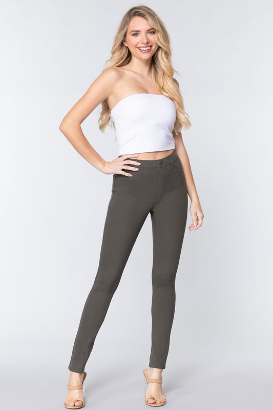 Olive Twill Jeggings