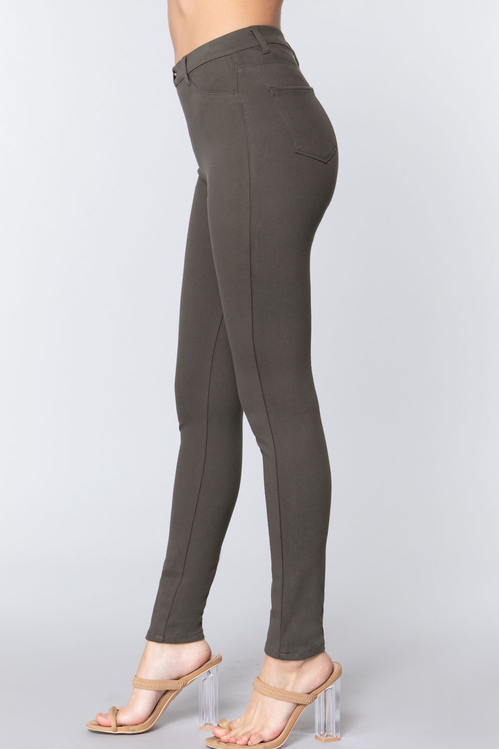 Olive Twill Jeggings