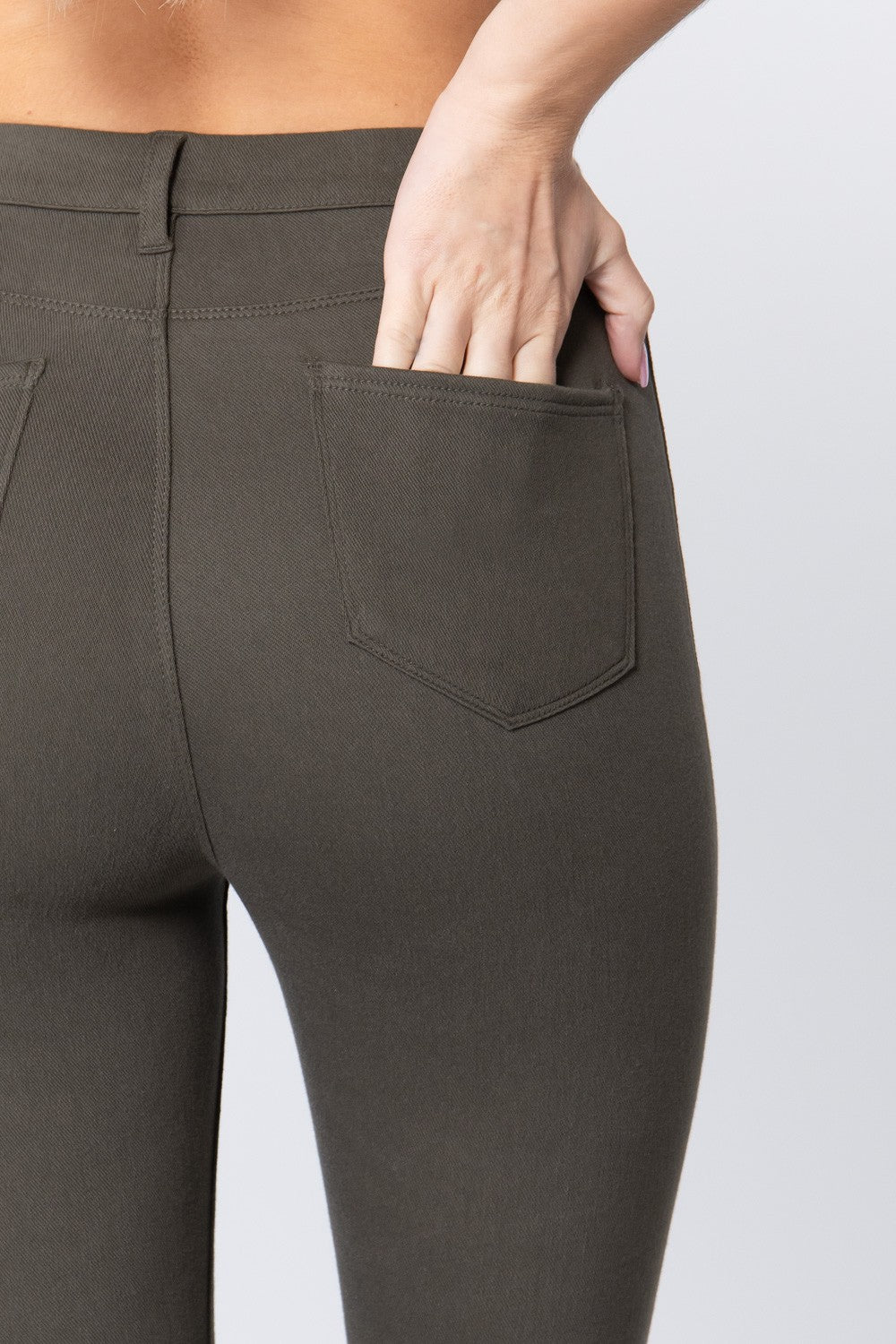 Olive Twill Jeggings