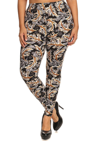 Abstract Leaf Print Leggings