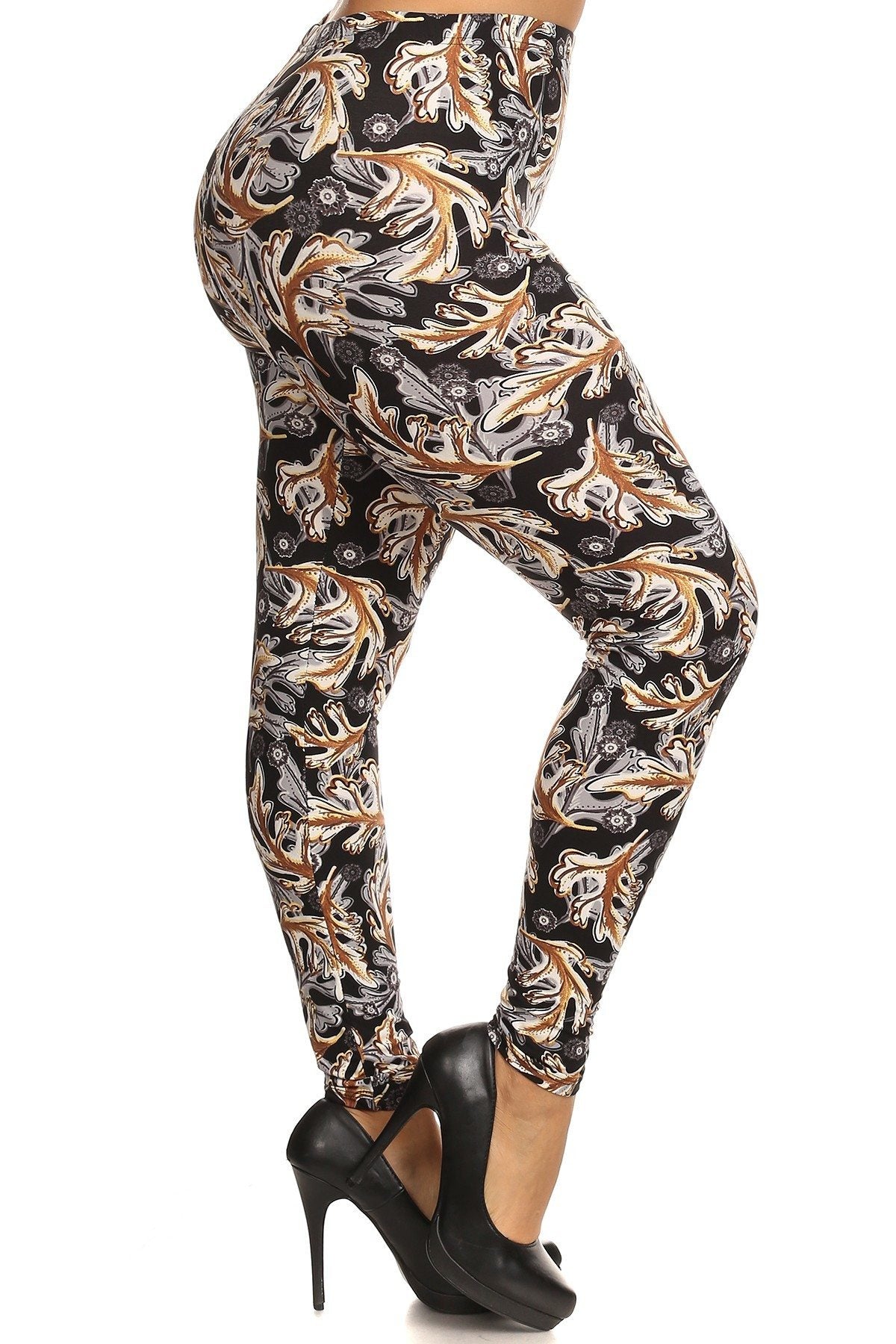 Abstract Leaf Print Leggings