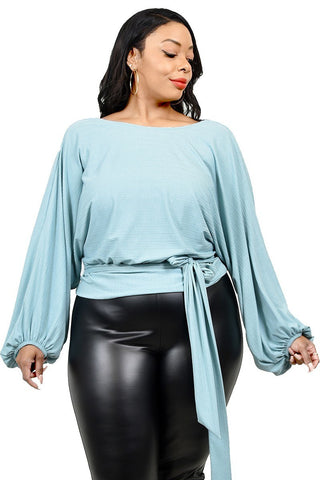 Baby Blue Relaxed Long Waist Top