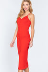 Fron Button Slit Rib Cami Midi Dress