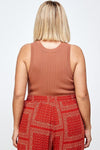 Solid Ribbed Tank With Round Neckline