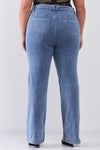 Washed Blue Denim Low-Rise Jeans