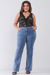 Washed Blue Denim Low-Rise Jeans