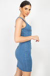 Denim Button-Front Mini Dress