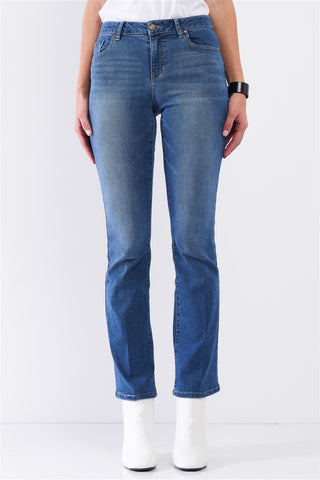 Medium Blue Denim High Waisted Boot Jeans