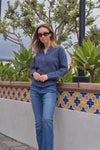Medium Blue Denim High Waisted Boot Jeans