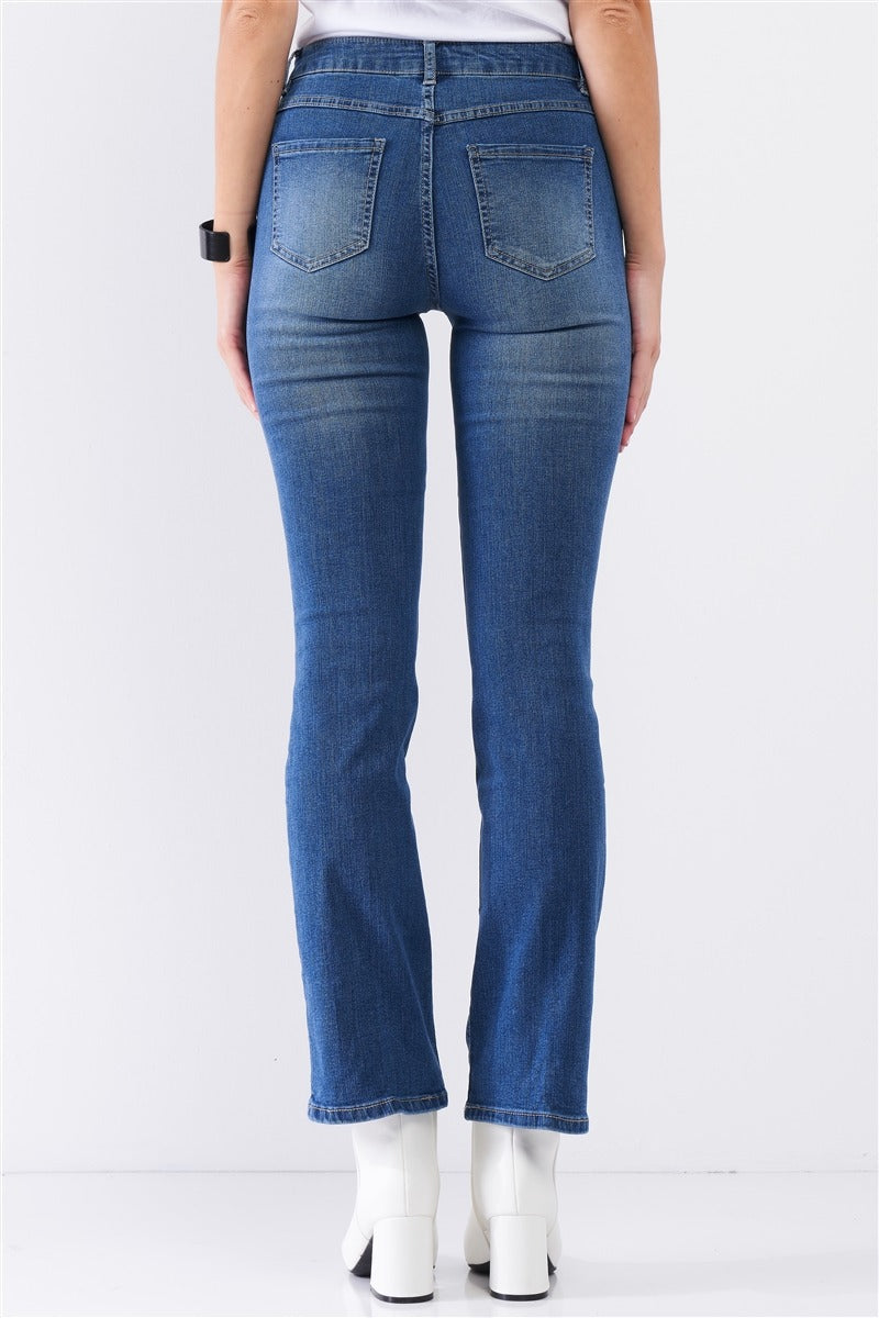Medium Blue Denim High Waisted Boot Jeans