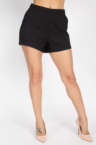 Black Back Zip-up Mini Shorts
