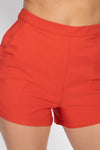Orange Back Zip-up Mini Shorts
