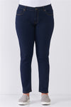 Dark Blue Denim Mid-rise Jeans