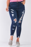 Denim Mid-Rise Ripped Skinny Jeans