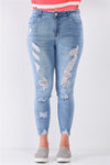 Denim Mid-Rise Ripped Jeans