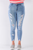 Denim Mid-Rise Ripped Jeans