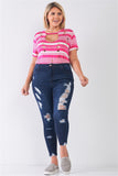 Denim Mid-Rise Ripped Skinny Jeans